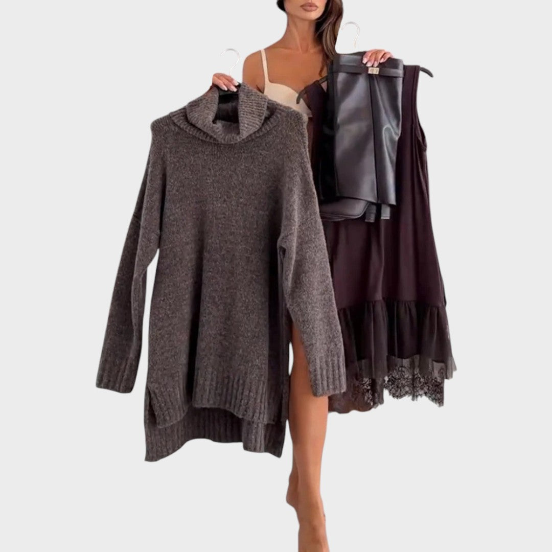 Heliora – Elegancki zestaw sweter i sukienka
